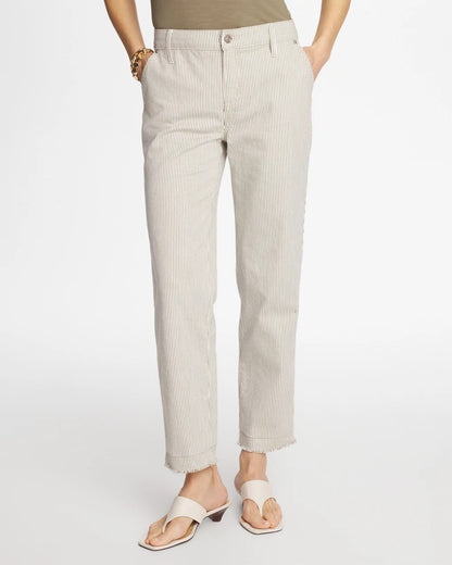 Chico's Stripe Girlfriend Straight Ankle Jeans Lichen