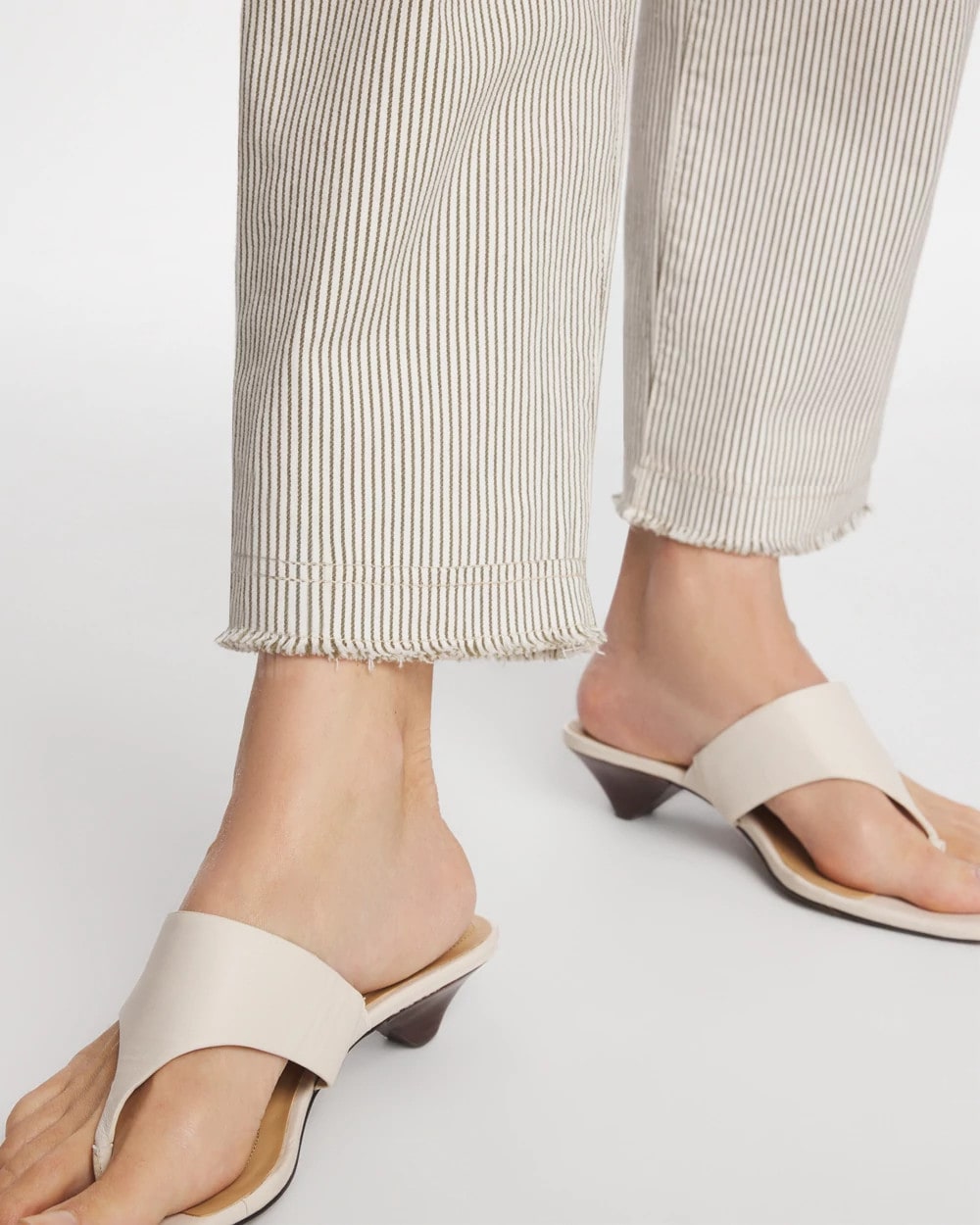 Chico's Stripe Girlfriend Straight Ankle Jeans Lichen