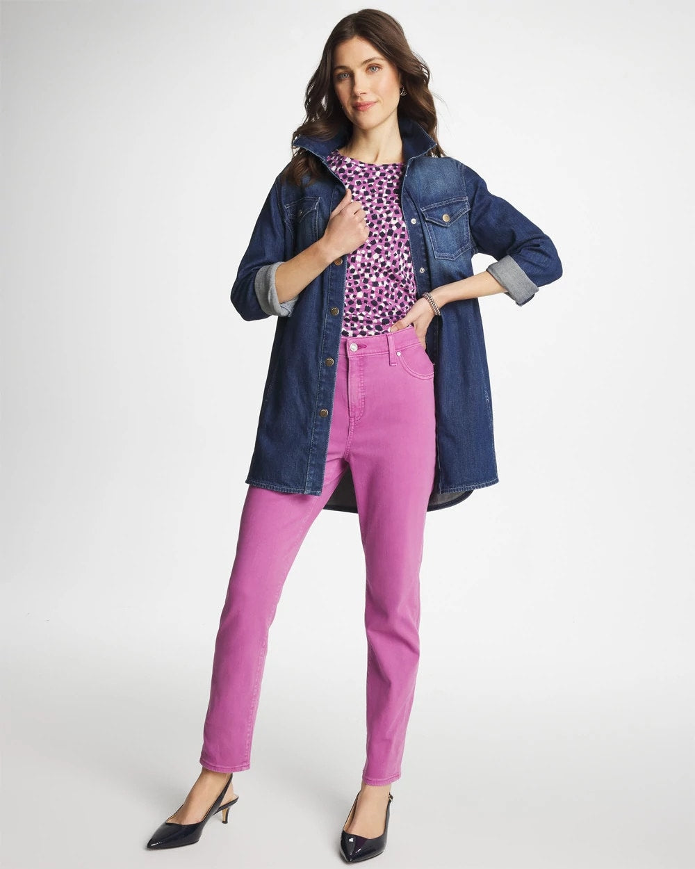 Chico's Girlfriend Slim Ankle Jeans Violet Shadow