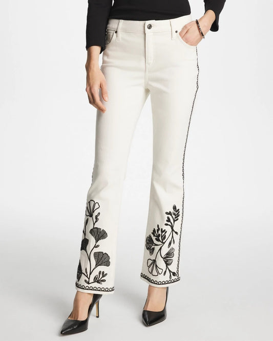 Chico's Ginkgo Girlfriend Cropped Flared Jeans Sea Salt