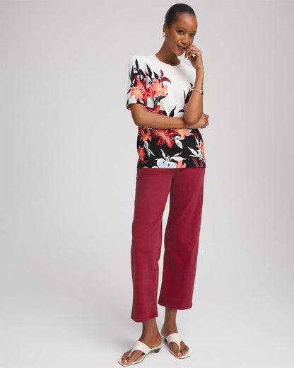 Chico's Girlfriend Wide-Leg Crop Jean Russet Red