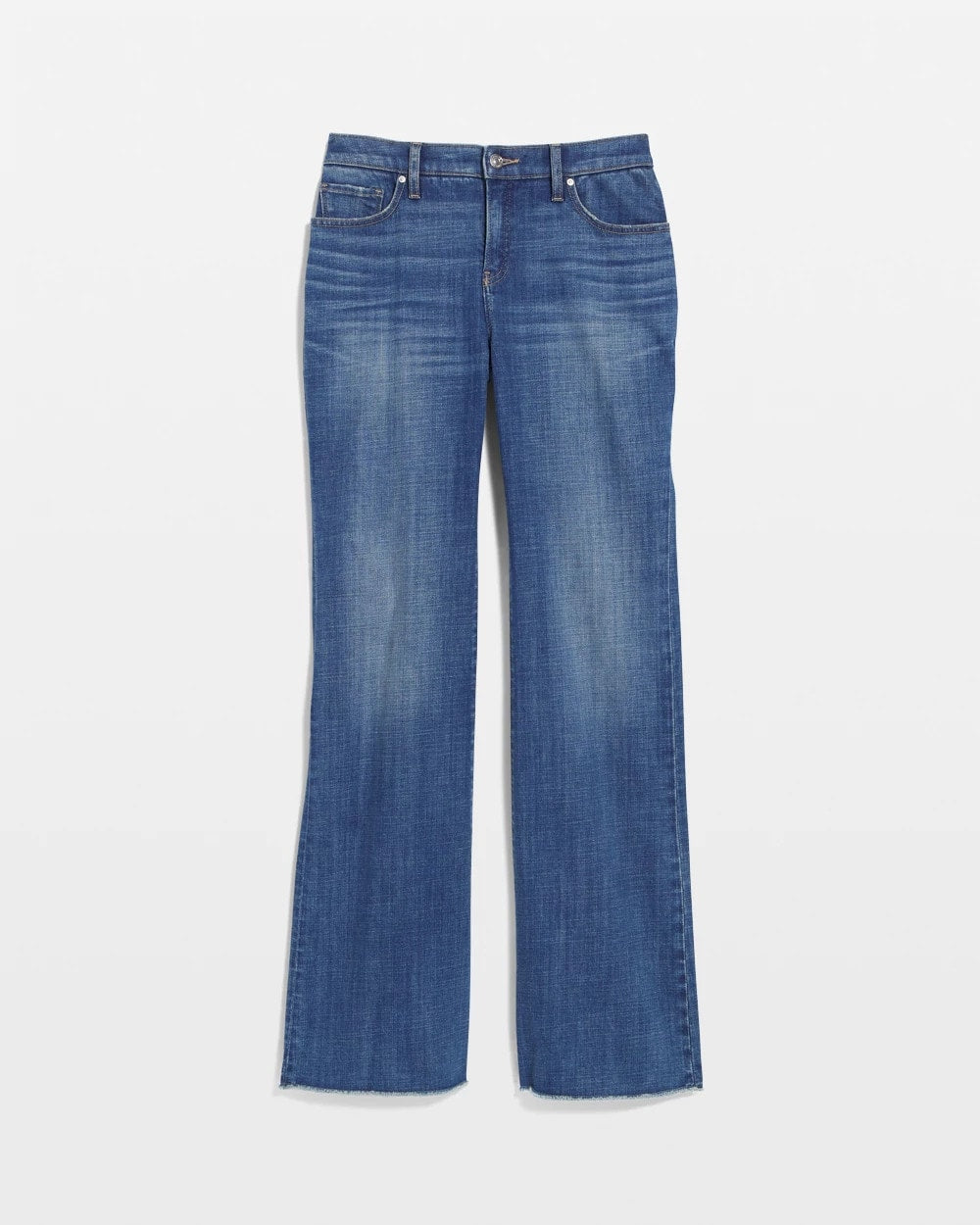 Chico's Girlfriend Frayed Flared Jeans Jessamine Indigo