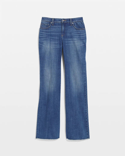 Chico's Girlfriend Frayed Flared Jeans Jessamine Indigo