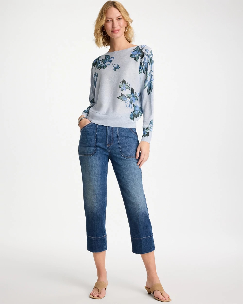 Chico's Straight Utility Crop Jean Suki Indigo