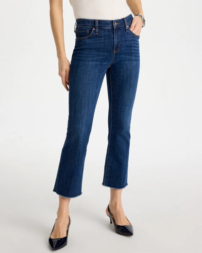 Chico's Petite Girlfriend Fray Hem Kick Flares Carina Indigo