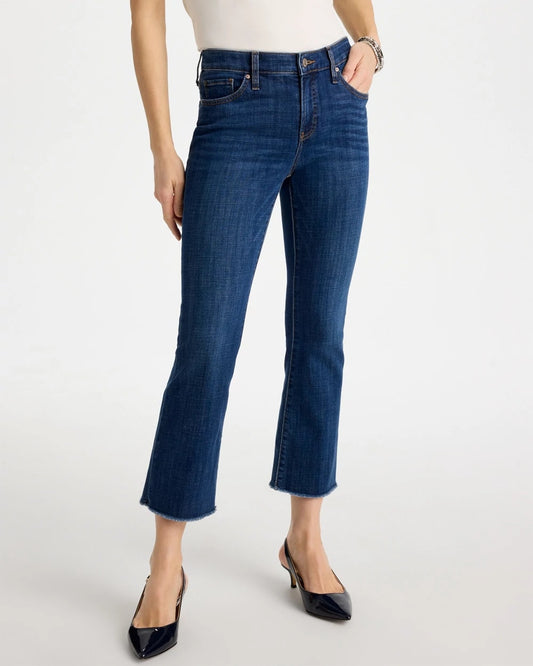 Chico's Petite Girlfriend Fray Hem Kick Flares Carina Indigo