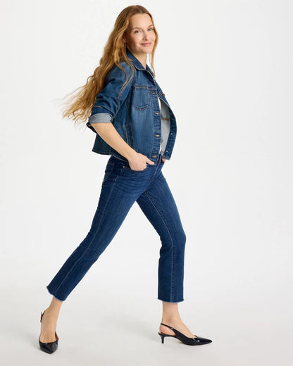 Chico's Petite Girlfriend Fray Hem Kick Flares Carina Indigo