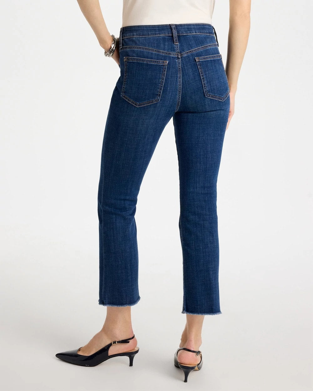Chico's Petite Girlfriend Fray Hem Kick Flares Carina Indigo