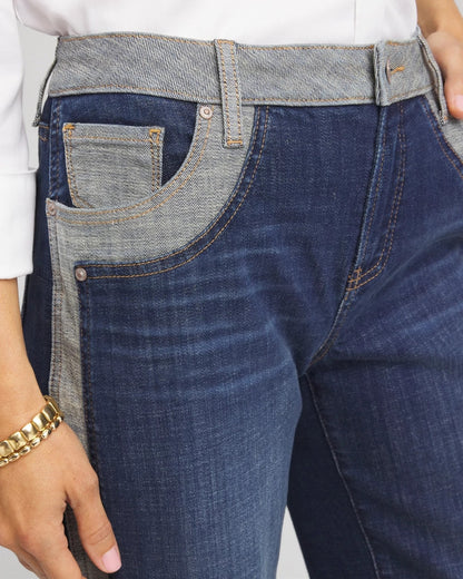 Chico's Girlfriend Cropped Colorblock Wide-Leg Jeans Eclipse Indigo