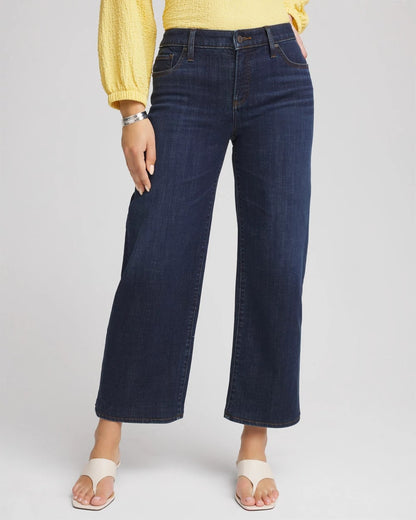 Chico's Girlfriend Wide-Leg Cropped Jean Dark Sapphire Indigo