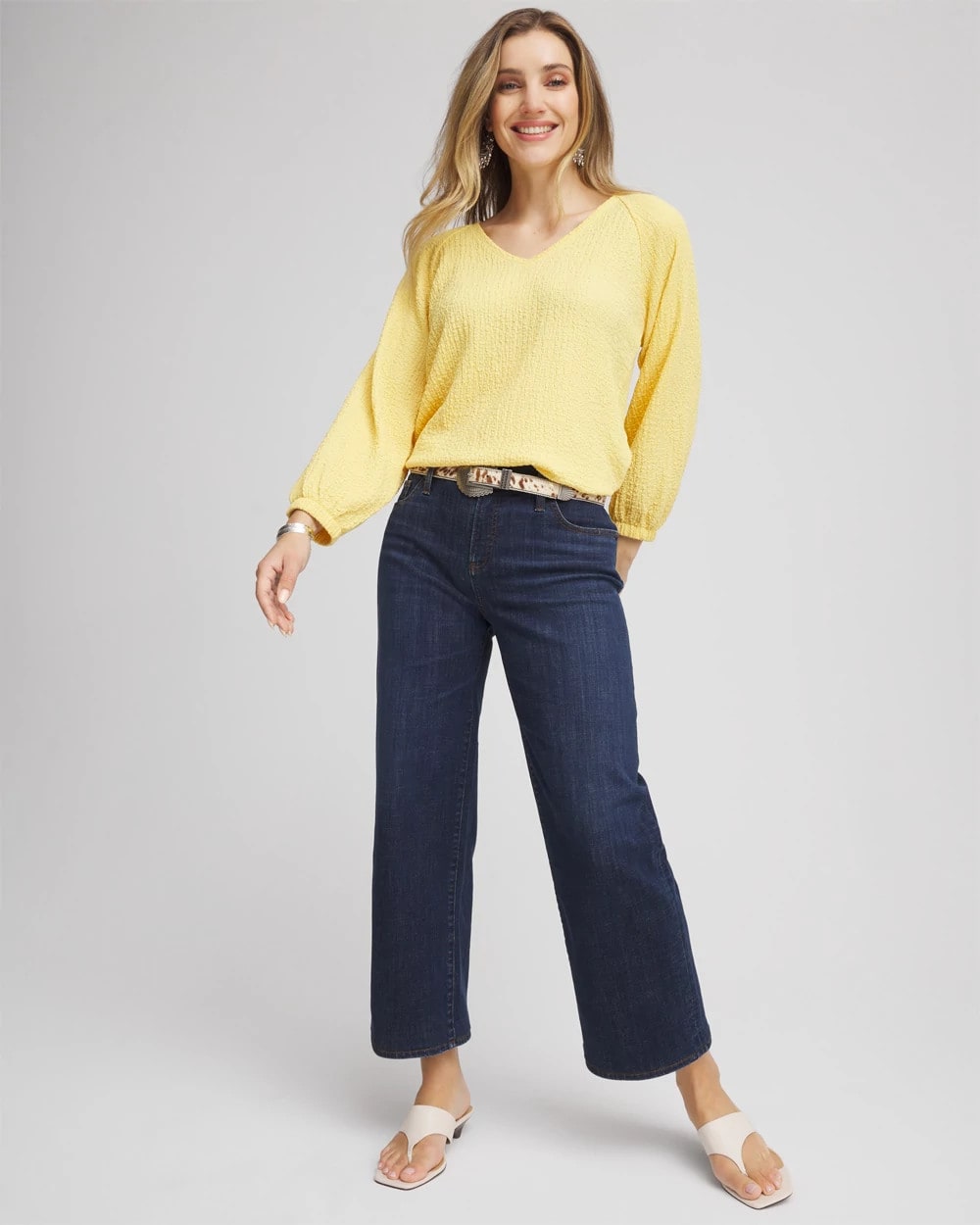 Chico's Girlfriend Wide-Leg Cropped Jean Dark Sapphire Indigo