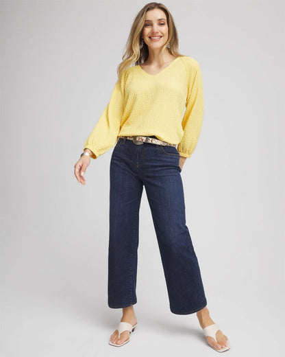 Chico's Girlfriend Wide-Leg Cropped Jean Dark Sapphire Indigo