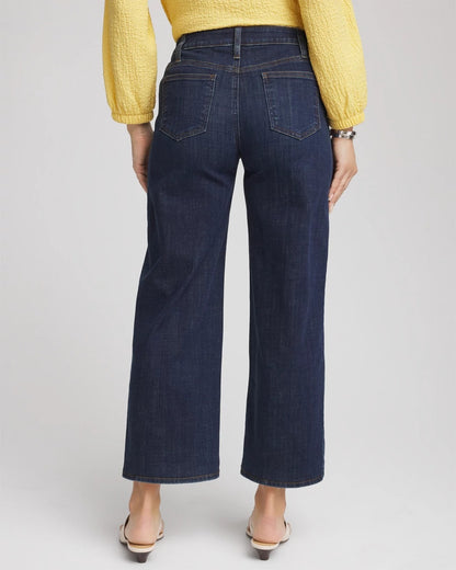 Chico's Girlfriend Wide-Leg Cropped Jean Dark Sapphire Indigo