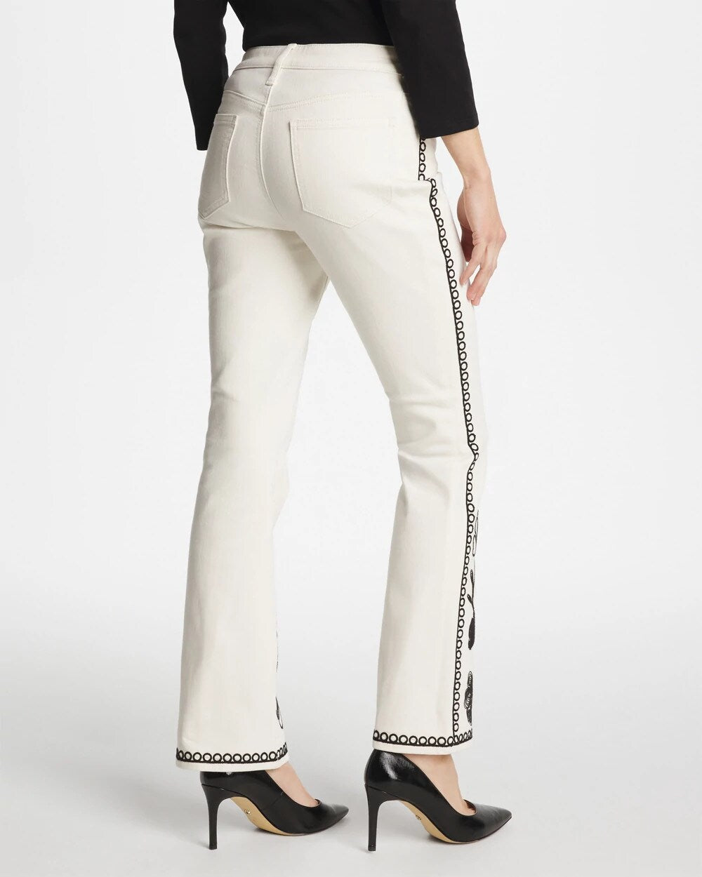 Chico's Ginkgo Girlfriend Cropped Flared Jeans Sea Salt