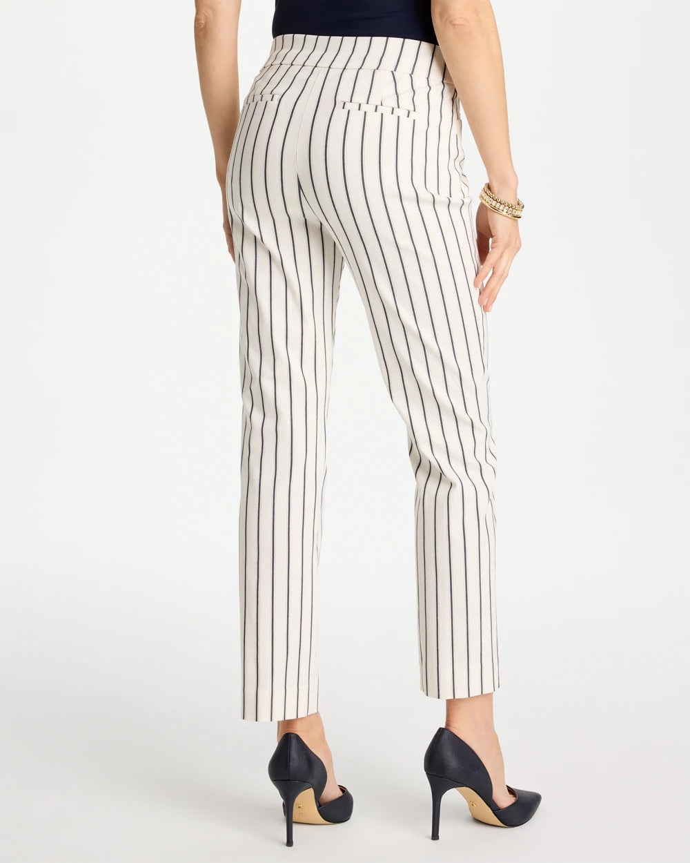 Chico's Pinstriped Brigitte™ Slim Ankle Pants Alabaster