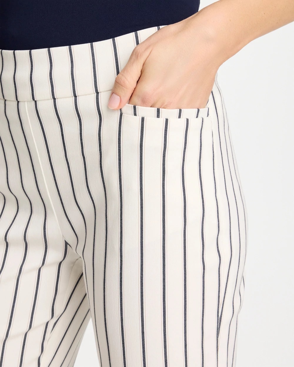 Chico's Pinstriped Brigitte™ Slim Ankle Pants Alabaster