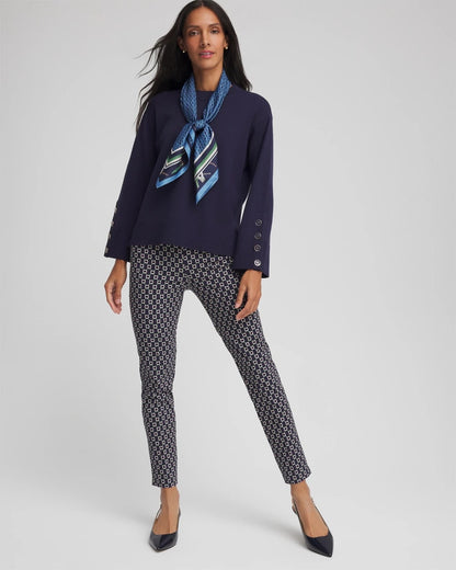 Chico's Brigitte™ Chain Connection Slim Ankle Pants Passport Blue