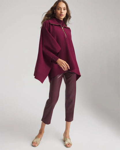 Chico's Faux Leather Brigitte™ Pull-On Cropped Pants Blackened Burgundy