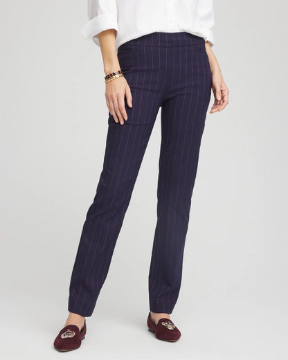 Chico's Shadow Stripe Brigitte™ Slim Pull-On Pants Passport Blue
