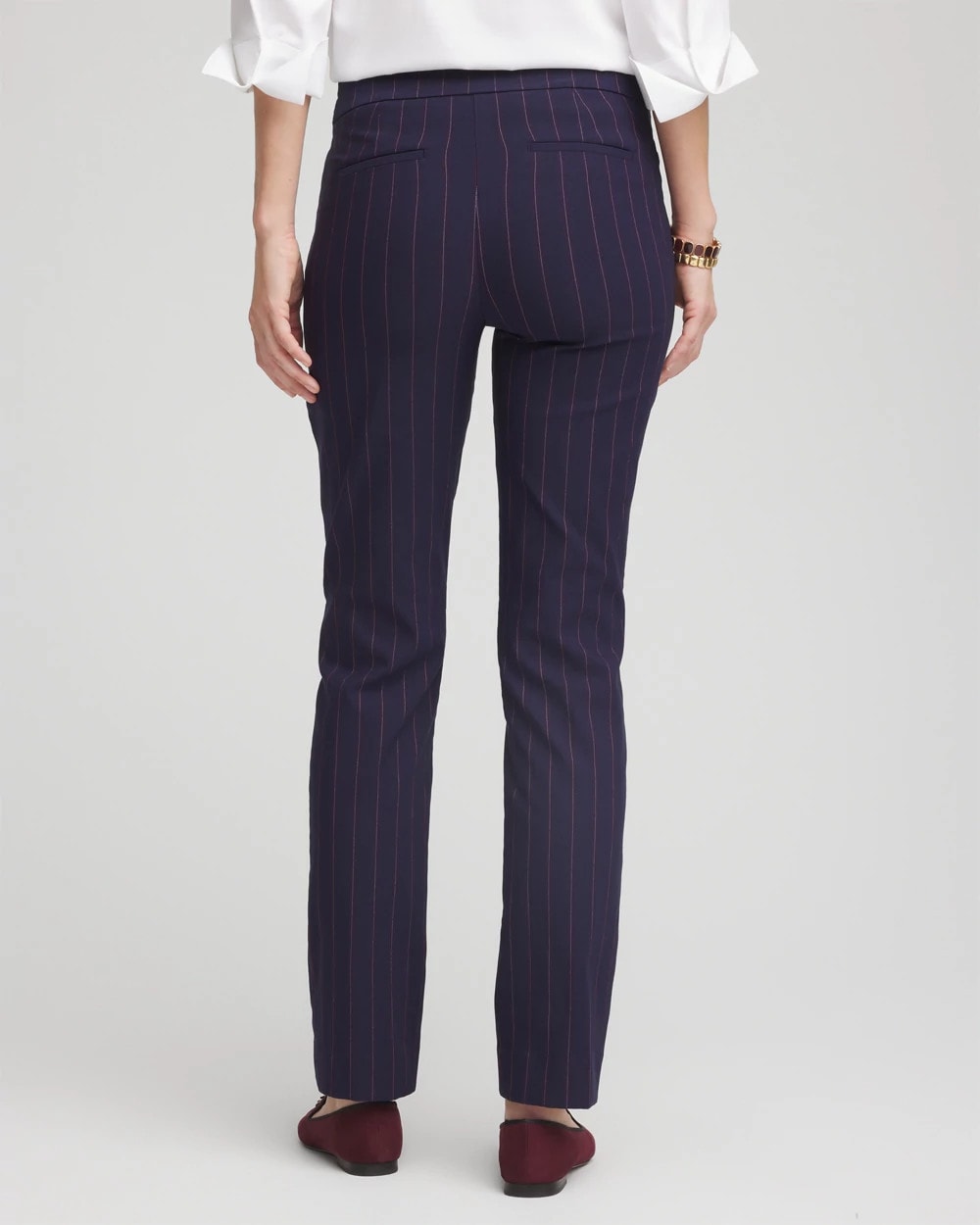 Chico's Shadow Stripe Brigitte™ Slim Pull-On Pants Passport Blue