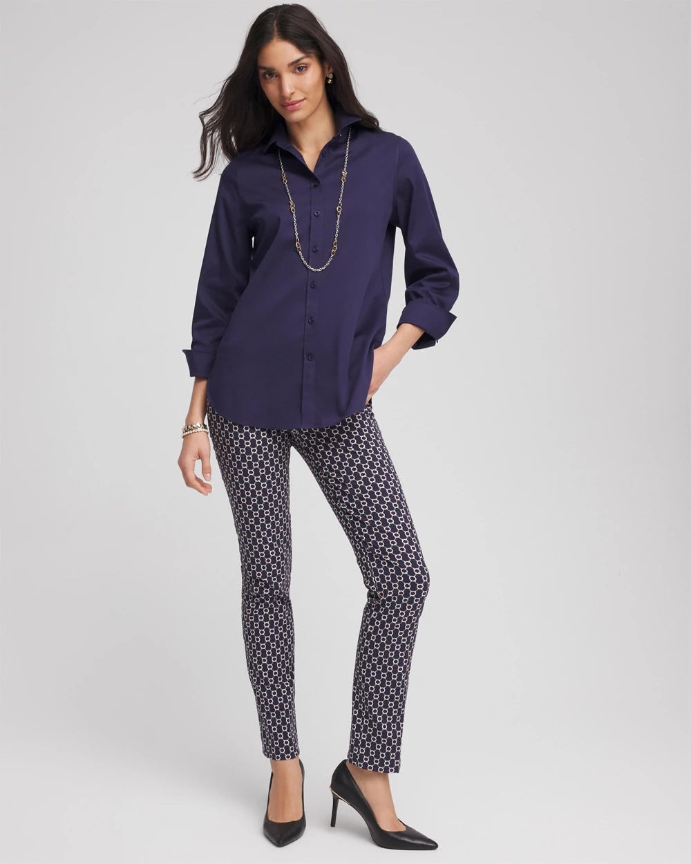 Chico's Brigitte™ Chain Connection Slim Pants Passport Blue