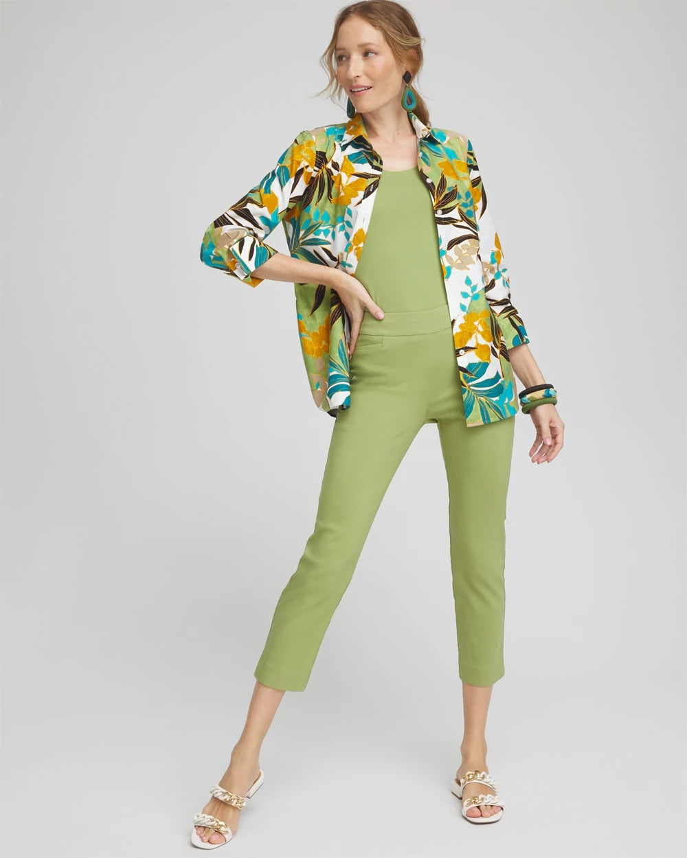 Chico's Brigitte™ Pull-On Slim Cropped Pants Spanish Moss