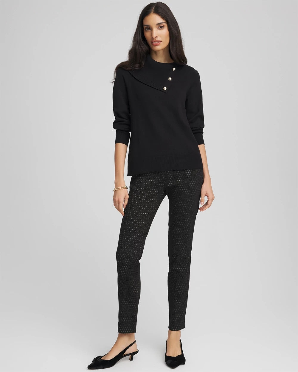 Chico's Brigitte™ Slim Ankle Jacquard Pants Black