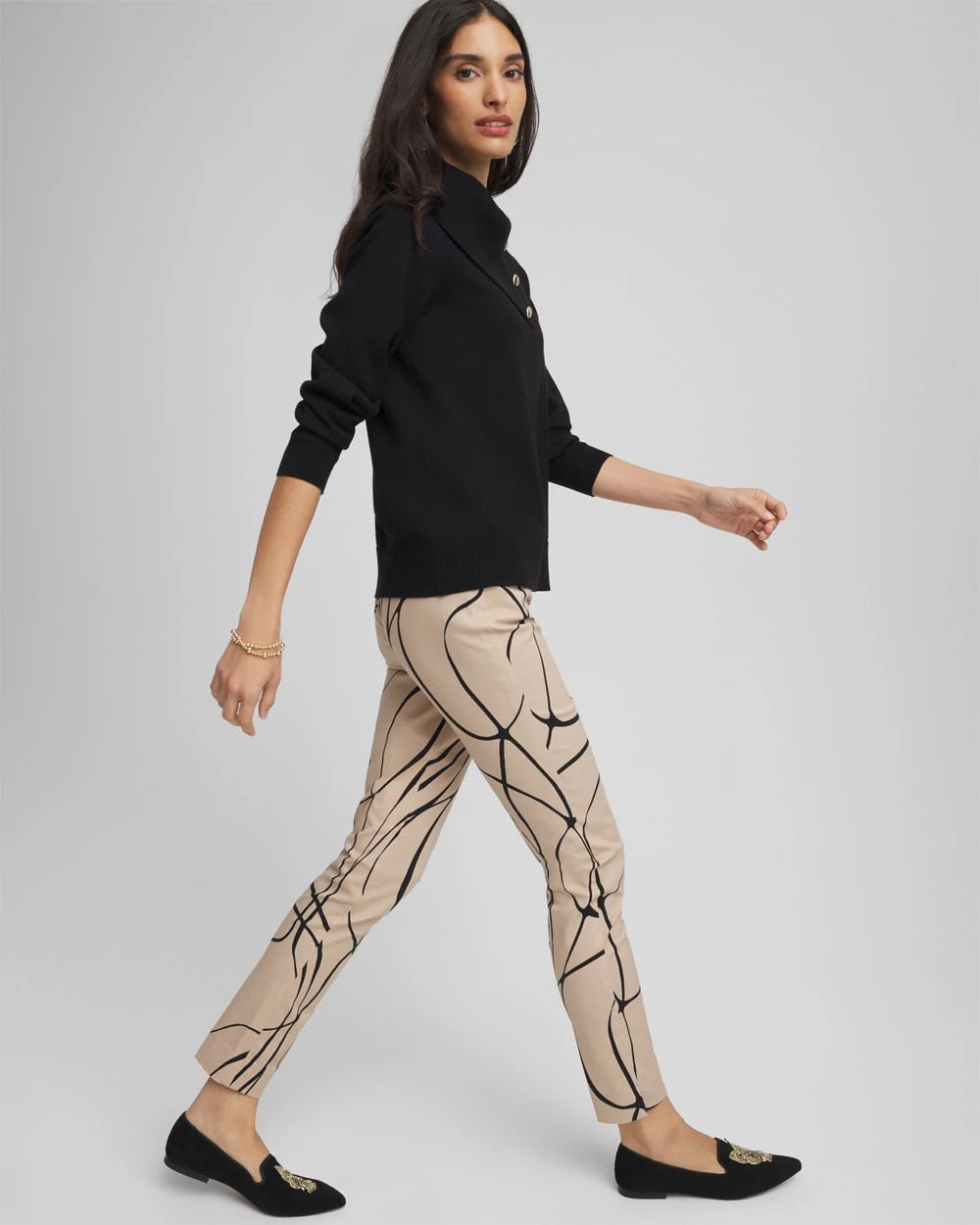 Chico's Brigitte™ Golden Leaf  Slim Ankle Pants Champagne Fizz