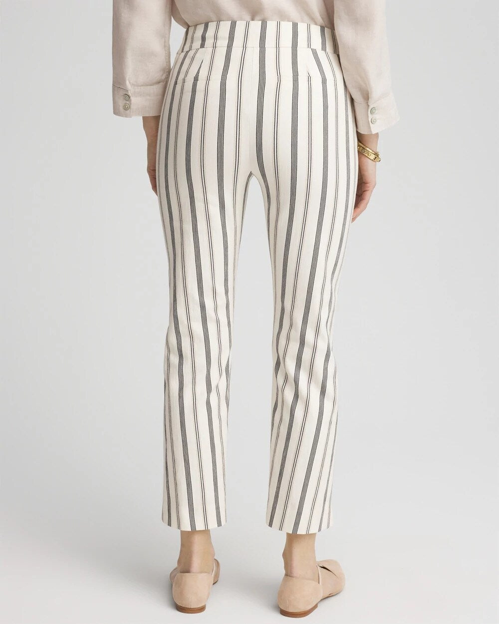 Chico's Brigitte™ Slub Striped Cropped Pants Ecru