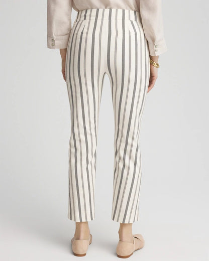 Chico's Brigitte™ Slub Striped Cropped Pants Ecru
