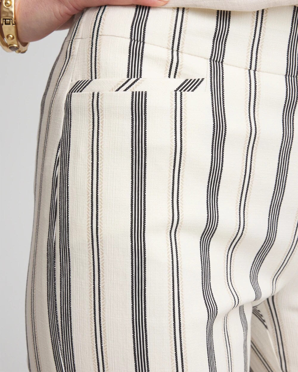 Chico's Brigitte™ Slub Striped Cropped Pants Ecru