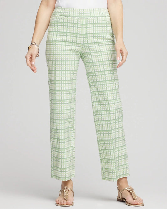 Chico's Brigitte™ Wide Leg Plaid Cropped Pants Moroccan Mint