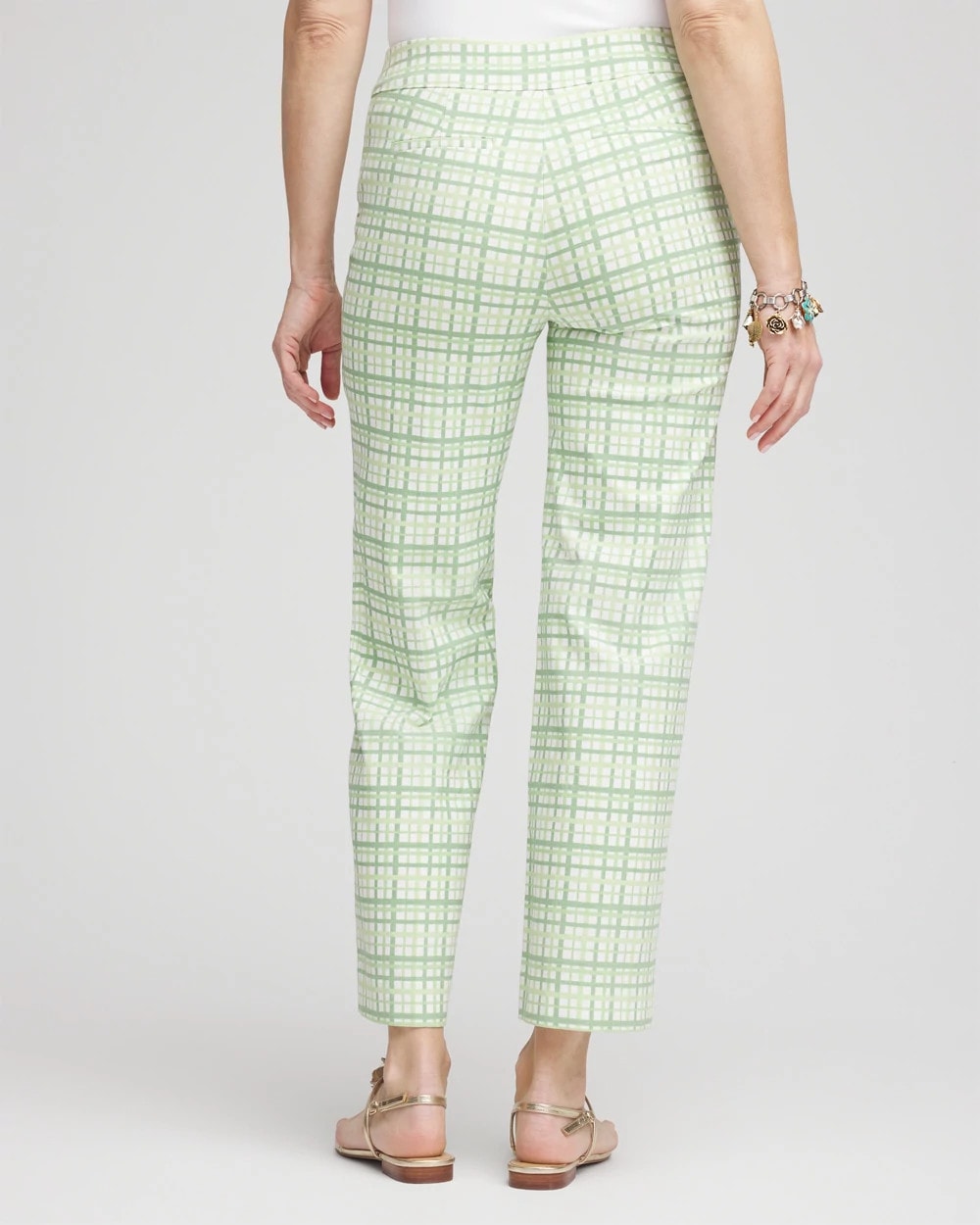Chico's Brigitte™ Wide Leg Plaid Cropped Pants Moroccan Mint