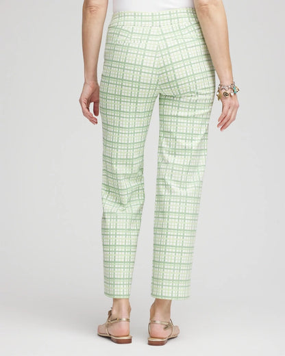 Chico's Brigitte™ Wide Leg Plaid Cropped Pants Moroccan Mint