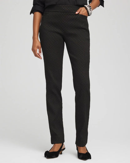 Chico's Brigitte™ Slim Full-Length Jacquard Pants Black