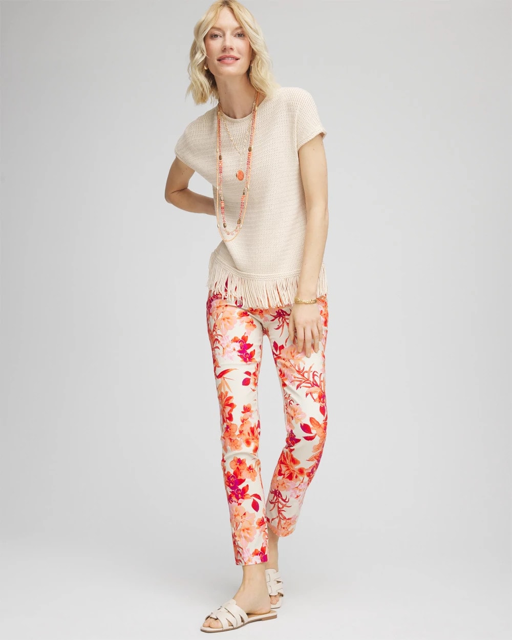 Chico's Brigitte™ Slub Ankle Pants Sunset Peach