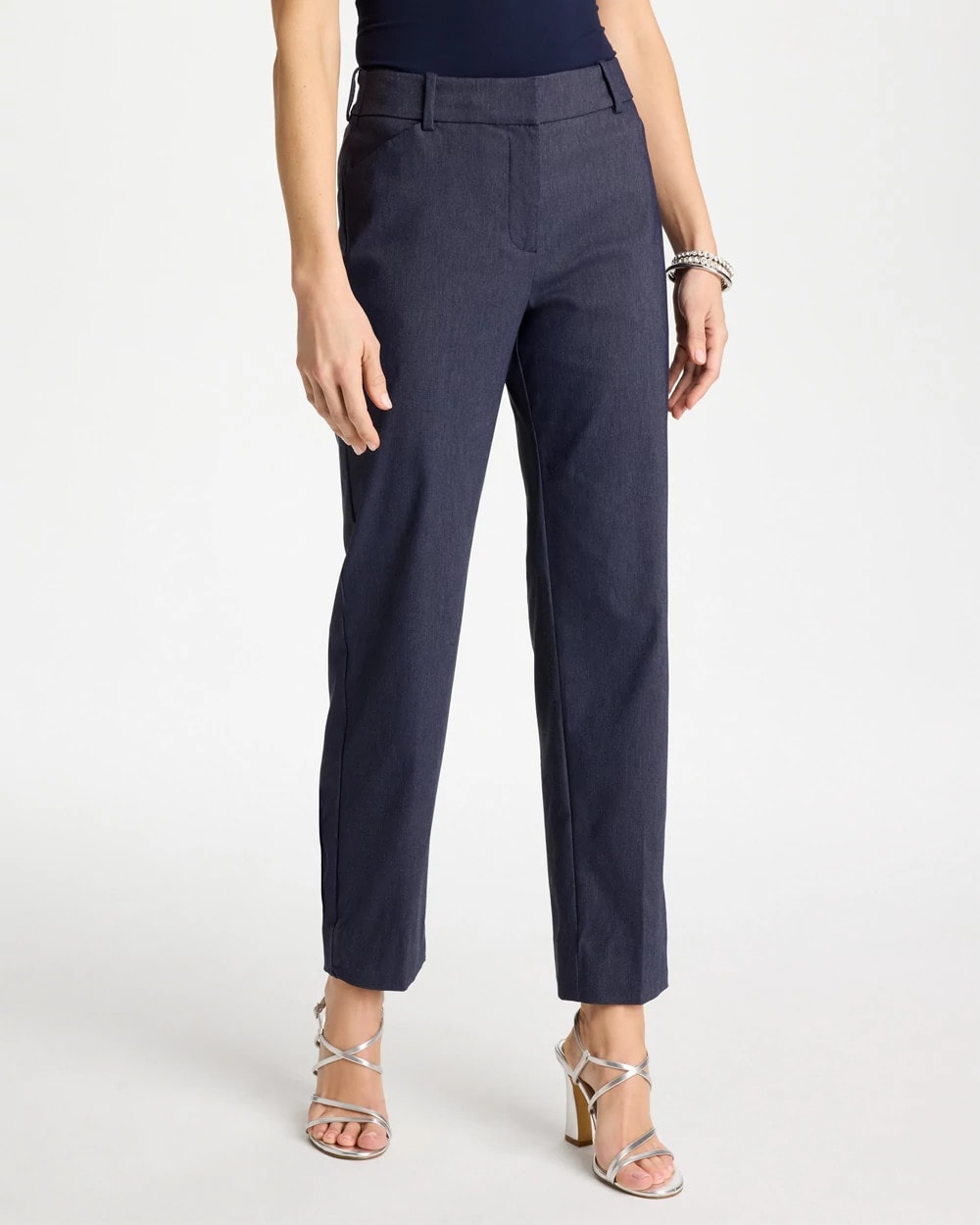 Chico's Emme Fly Front Straight Ankle Pants Indigo