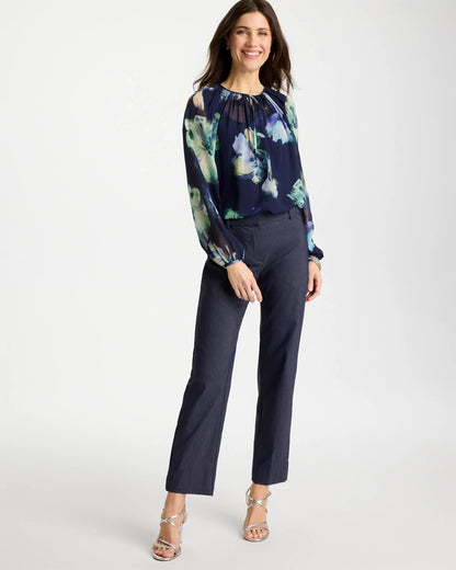 Chico's Emme Fly Front Straight Ankle Pants Indigo