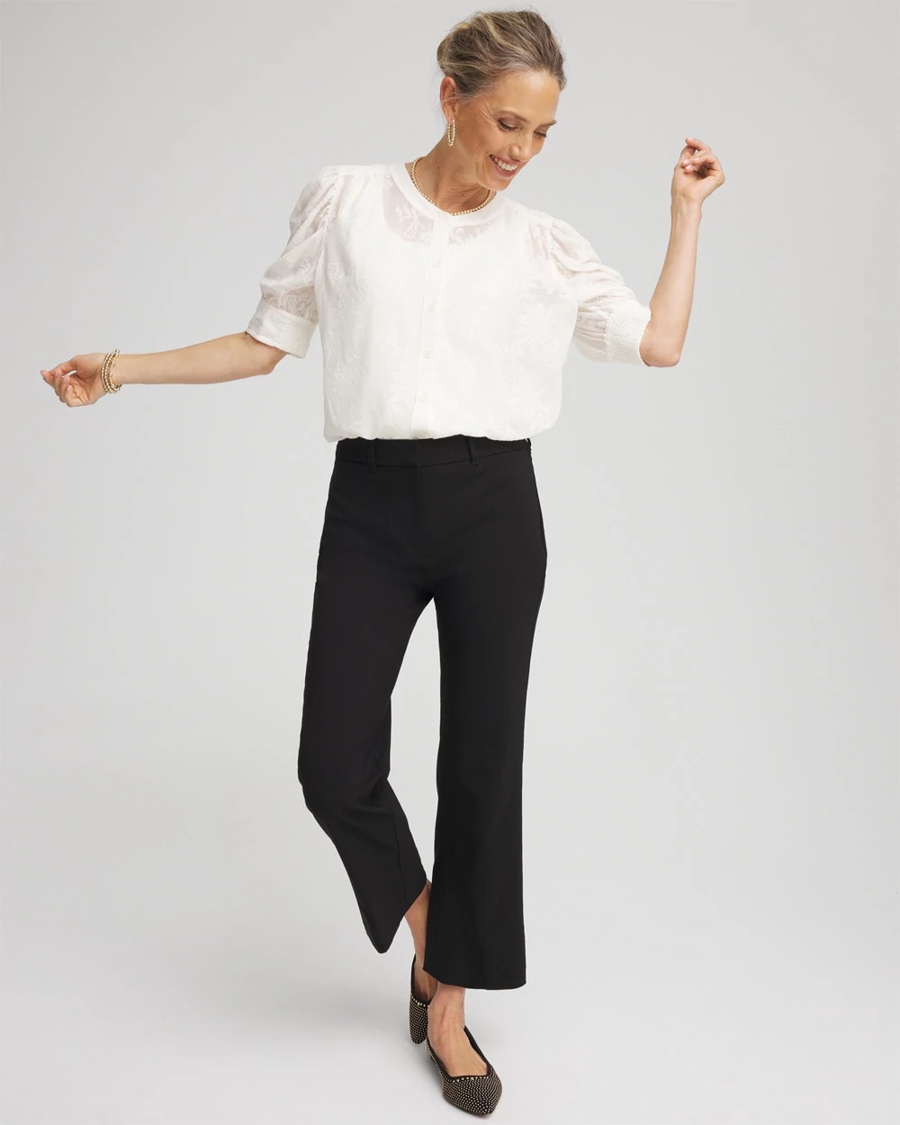 Chico's Emme Cropped Flared Pants Black