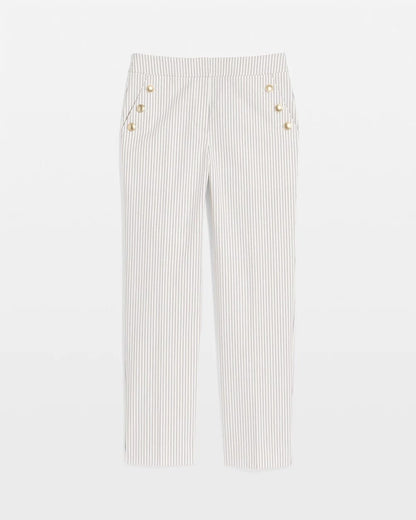 Chico's Emme Striped Sailor Straight Crops Ecru