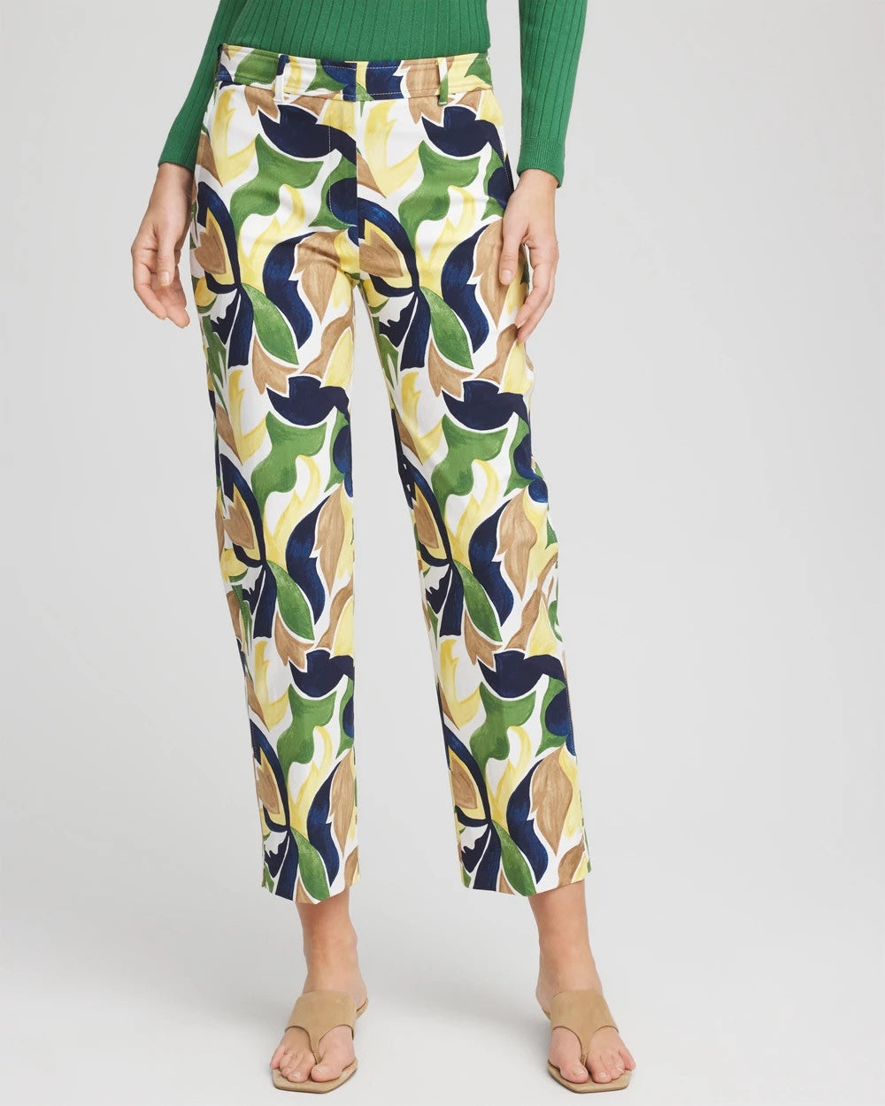 Chico's Emme Straight Mod Cropped Pants Alabaster