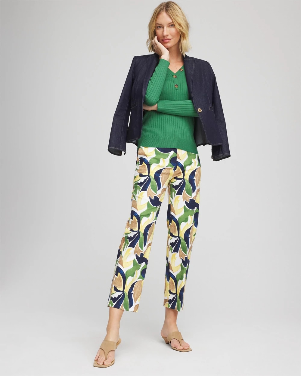 Chico's Emme Straight Mod Cropped Pants Alabaster