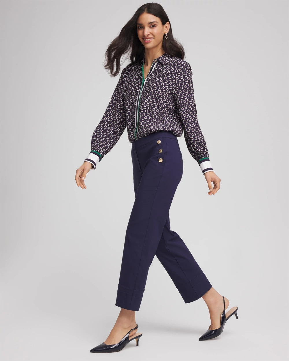 Chico's Emme Sailor Straight Crops Passport Blue