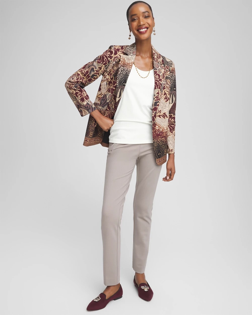 Chico's Juliet Slim Trim Detail Ankle Pants Rocky Mountain
