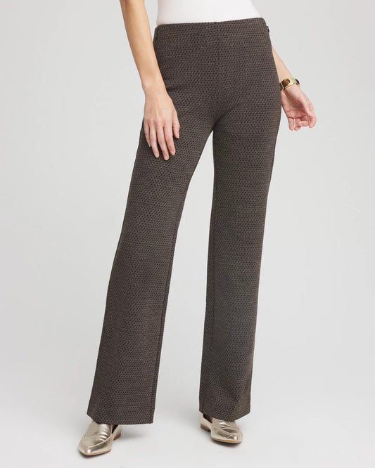 Chico's Juliet Jacquard Full-Length Ponte Pants Black