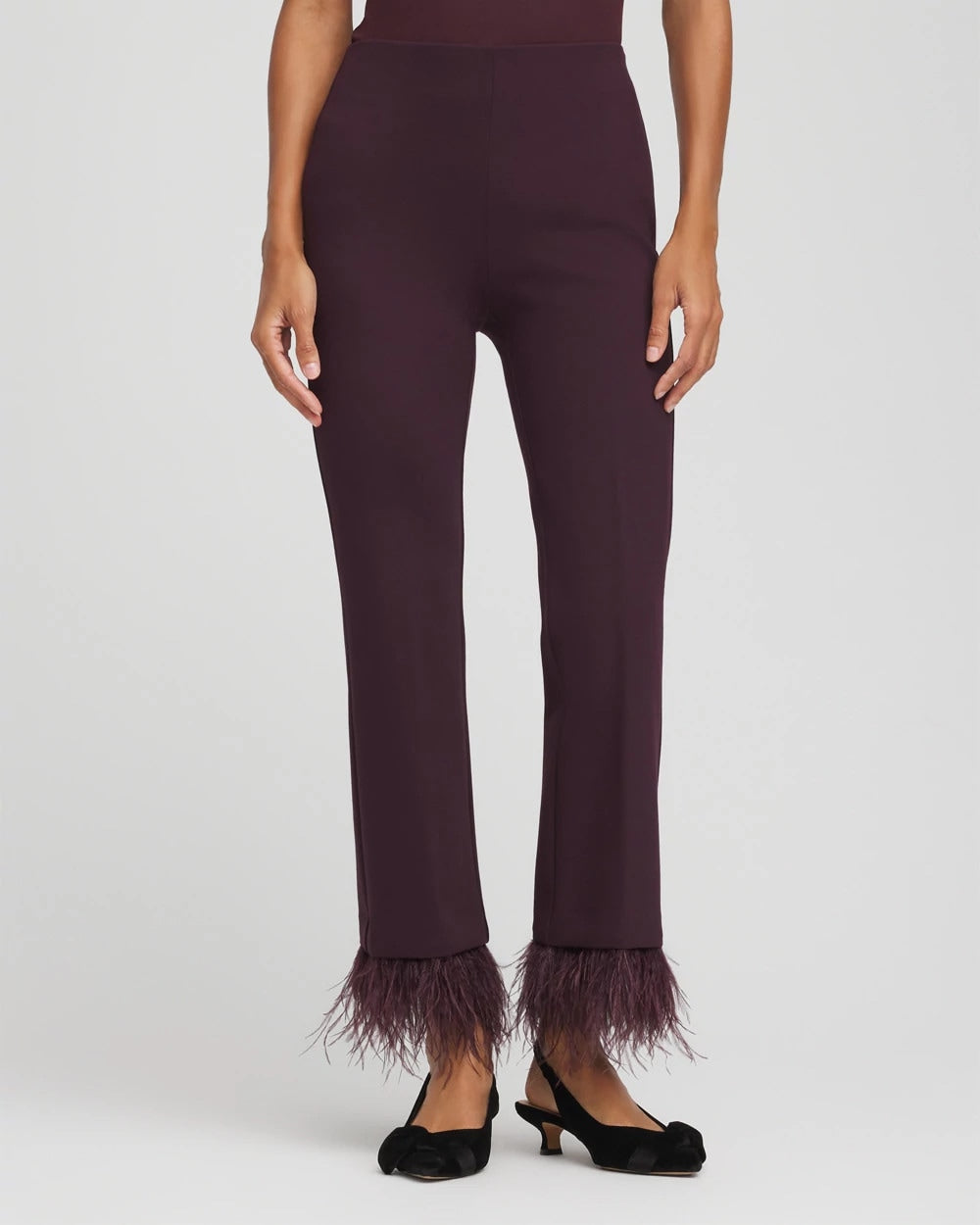 Chico's Juliet Feathered Flared Cropped Pants Night Bloom