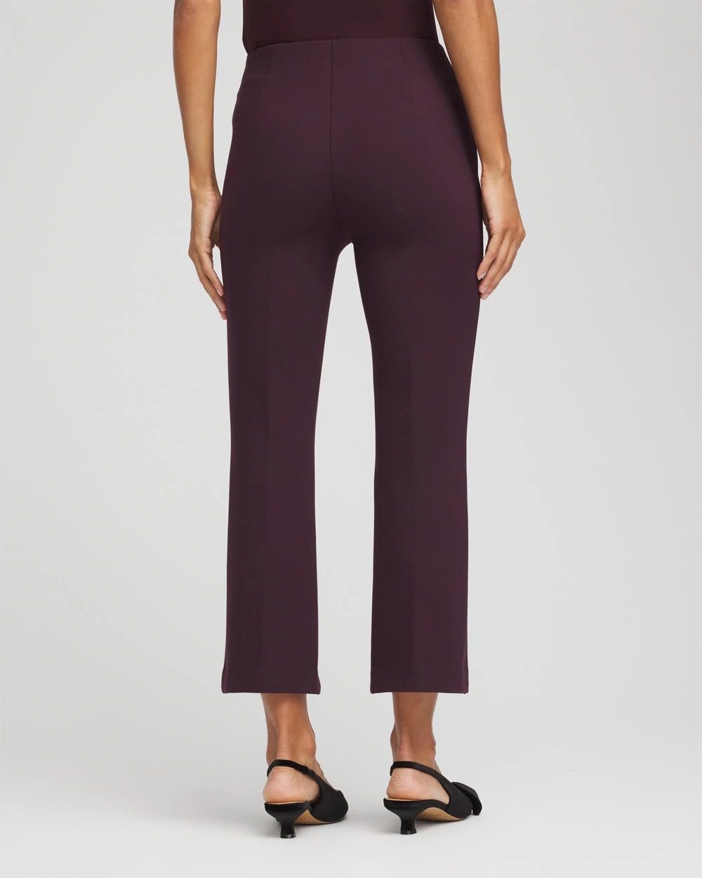 Chico's Juliet Feathered Flared Cropped Pants Night Bloom