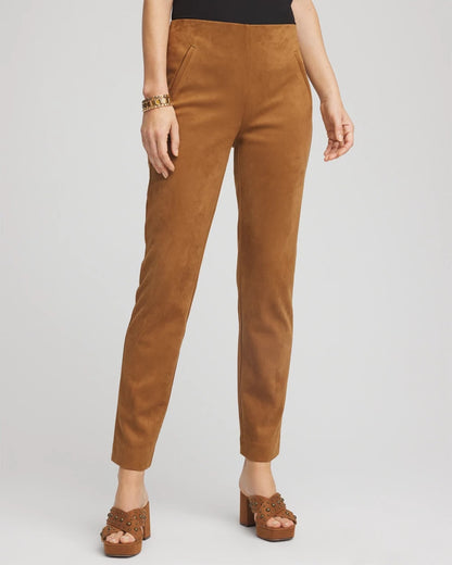 Chico's Faux Suede Juliet Slim Ankle Pants Burnt Sienna