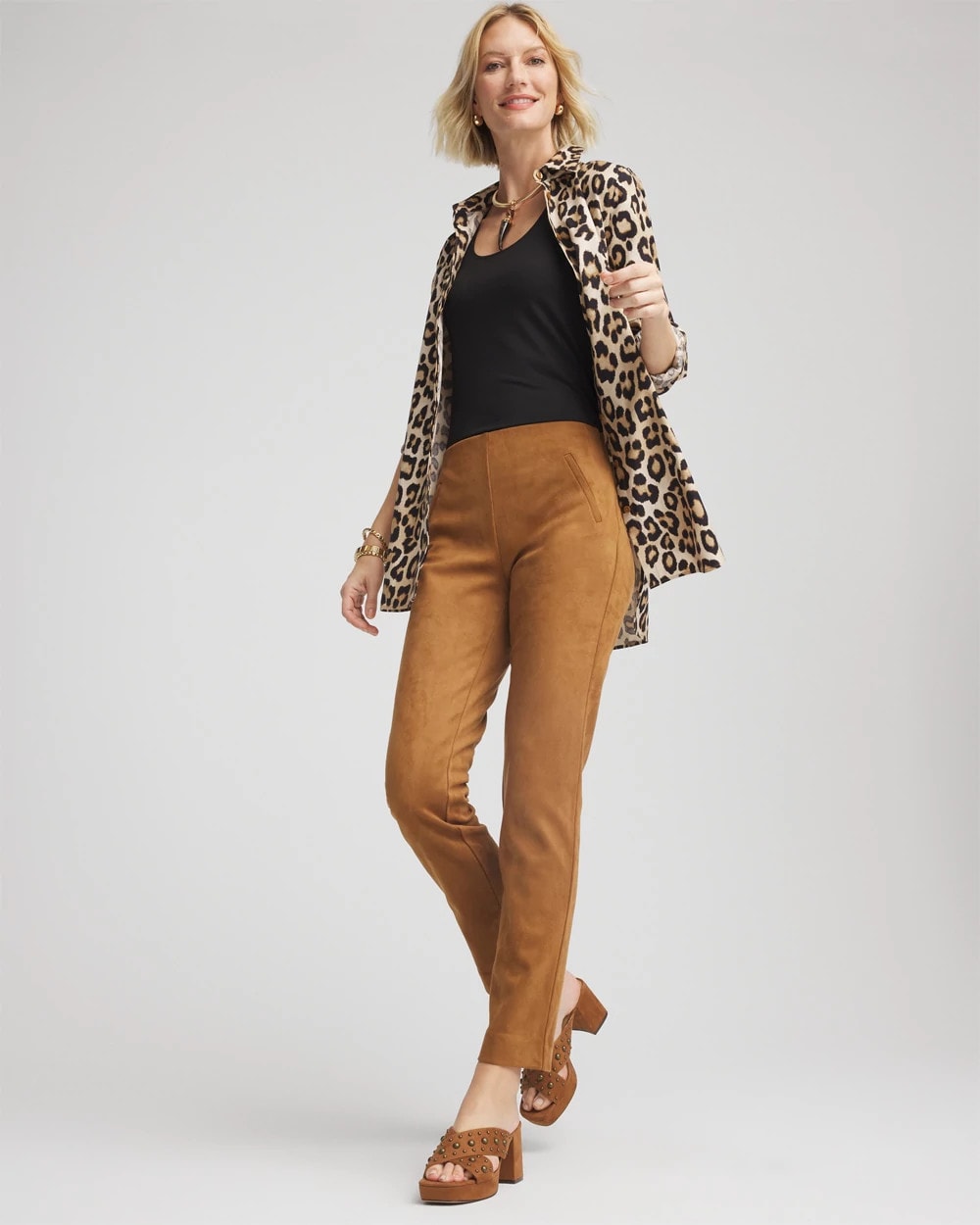 Chico's Faux Suede Juliet Slim Ankle Pants Burnt Sienna