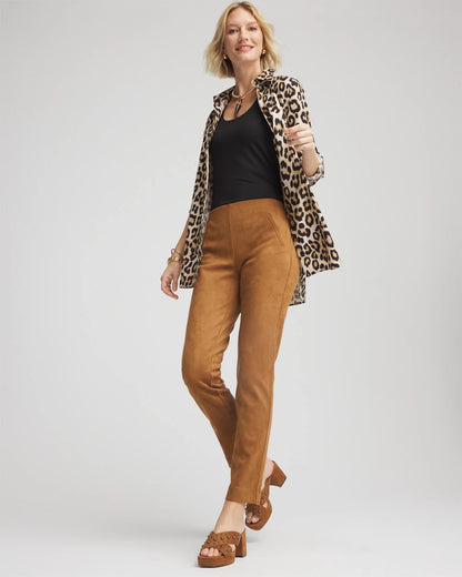 Chico's Faux Suede Juliet Slim Ankle Pants Burnt Sienna